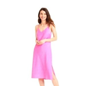 a new day Vibrant Pink Polka Dot Spaghetti Strap midi dress